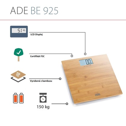 ADE BE925 Martina Tenká bambusová digitálna kúpeľňová váha