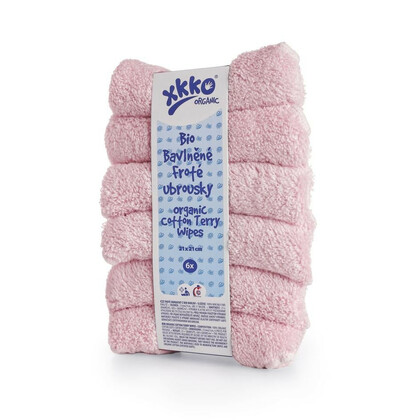 XKKO BIO bavlněné ubrousky Organic, 21x21, růžové