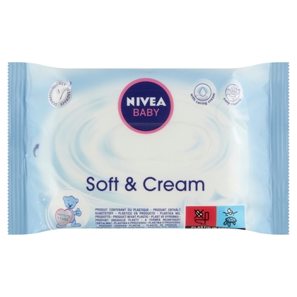 NIVEA Baby Soft &amp; Cream törlőkendő, 20 db