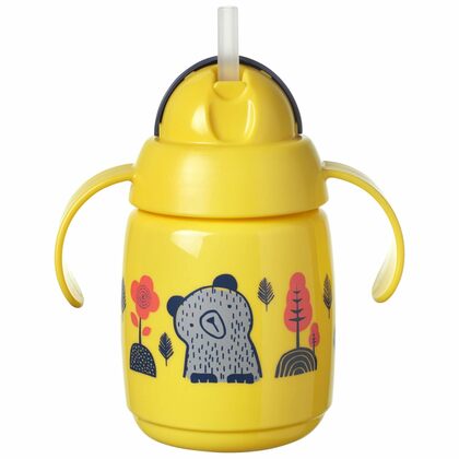 Tommee Tippee Superstar, Netečúci Hrnček/Pohárik so slamkou, 300 ml, 6m+, žltý