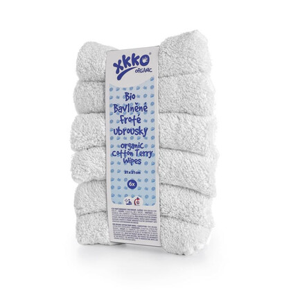 XKKO BIO bavlněné ubrousky Organic, 21x21, bílé