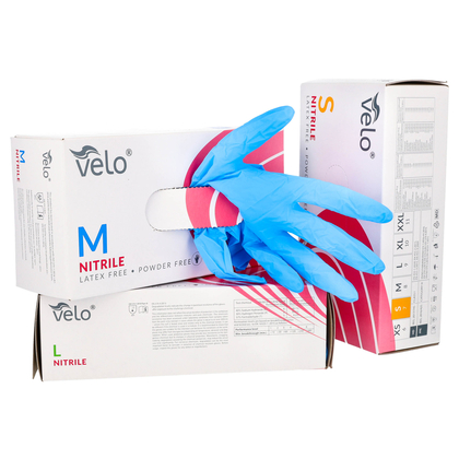 VELO NITRILE BLUE XS Chirurgické nitrilové rukavice bez púdru, modré, 100 ks