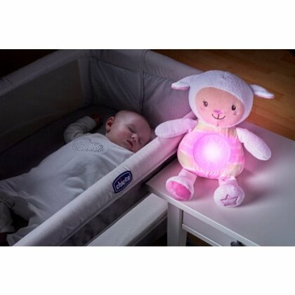 der Schaf mit Nachtlichter mit Projektor Möglichkeit - Aufnahme, Melodie einer der Light - Night Cuddly Chicco und pink