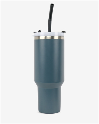 Runbott Latt Thermobecher mit Griff und Strohhalm – 1100 ml, blau