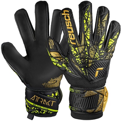 Reusch Attrakt Infinity Finger Support Brankárske rukavice, čierna,zelená,zlatá,veľ. 9,5