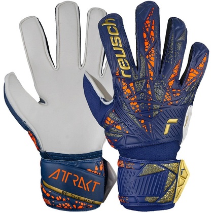 Reusch Attrakt Solid Junior Dětské brankářské rukavice, bílo/modro/zlaté, vel. S 4,5