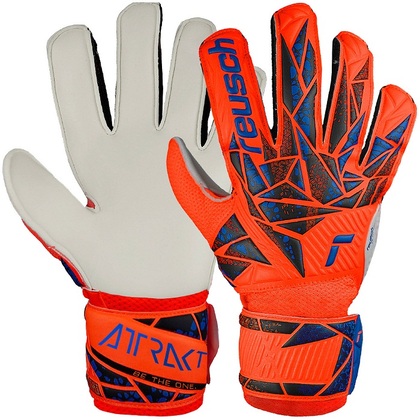 Reusch Attrakt Solid Junior Dětské brankářské rukavice, bílo/modro/oranžové, vel. L 7