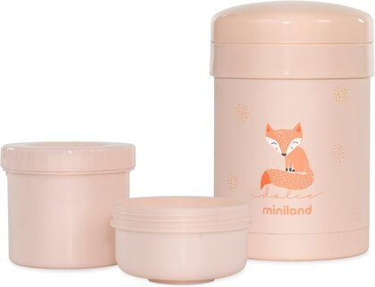 Miniland Dolce Thermos für Lebensmittel mit 2 hermetischen Behältern, 700 ml, rosa