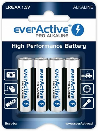everActive LR6/AA Pro Alkaline Leistungsstarke Alkalibatterien, 4 Stk