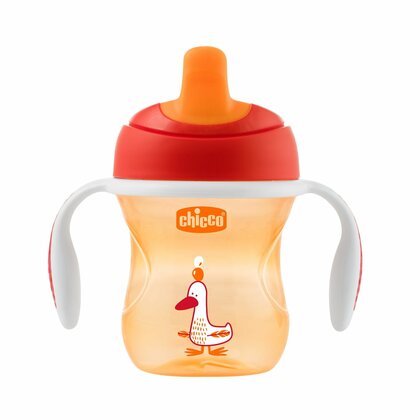 Chicco Auslaufsicherer Becher mit hartem Mundstück von 6 m, 200 ml, Orange