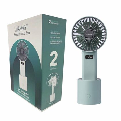 VITAMMY Dream Roto fan, USB mini stolní ventilátor s otočnou základnou, šedá