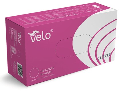 VELO NITRILE Nitrilové chirurgické rukavice bez pudru, ružové, 100 ks, XS