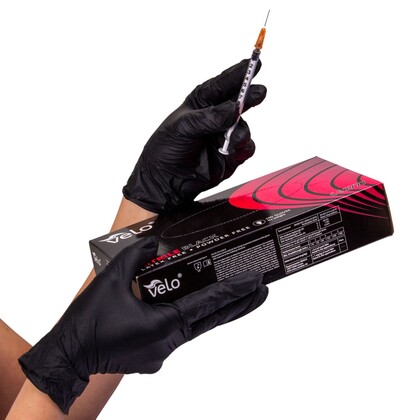 VELO Nitrilové rukavice bez púdru, veľ. L, čierne, 100ks