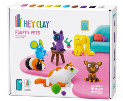 HEY CLAY Fluffy Pets Modelliermasse Set, Haustiere