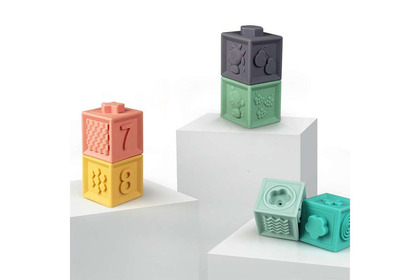 BabyToLove Meine ersten Lernwürfel – weiche sensorische Würfel zur Förderung der Motorik, 12 Stück