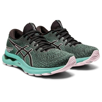 Asics Gel Nimbus 24 női futócipő, fekete, rózsaszín, zöld, méret 40.5