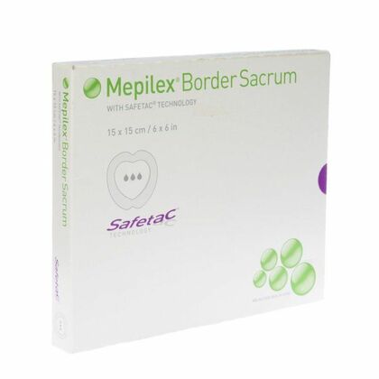 MOLNLYCKE Mepilex Border Sacrum 15x15cm Obväz na použitie okolo krížovej kosti, 5ks