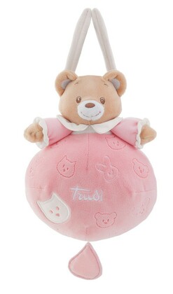 TRUDI - Hängendes Spielzeug mit Melodie - Teddybär - rosa
