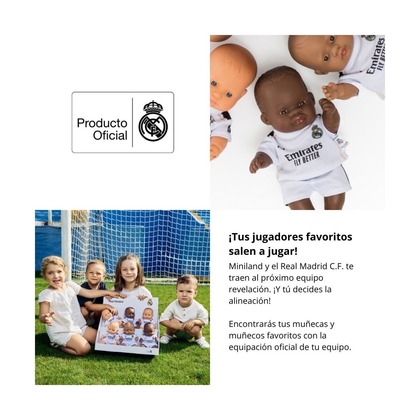 Miniland Realistická bábika Real Madrid – Chlapček (Afričan), 21 cm