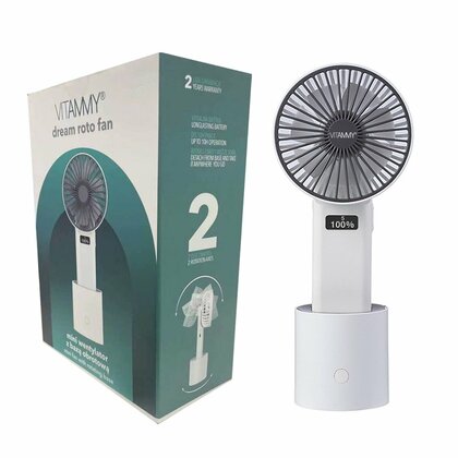 VITAMMY Dream Roto fan, USB mini stolní ventilátor s otočnou základnou, bílá