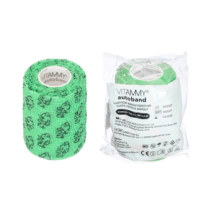 VITAMMY Autoband Öntapadó kötszer macskanyomattal, zöld, 7,5cmx450cm