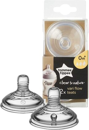 Tommee Tippee CTN Vari Flow Sauger 0M+, Ersatzsauger für eine Babyflasche 0M+, 2 Stk