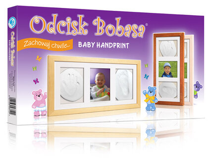 Baby Otisk Sada pre odtlačok, trojitý rám z hlinou - prírodný