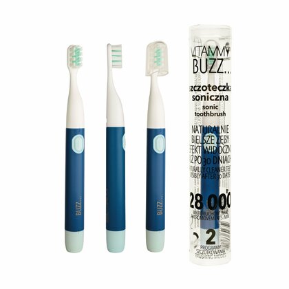 VITAMMY BUZZ Sonický zubní kartáček s 28 000 mikropohyby, 2 programy čištění, navy/modrá