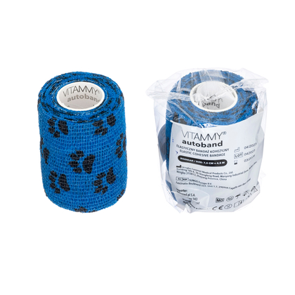 VITAMMY Autoband Samolepící bandáž s potiskem tlapky, modrá, 7,5cmx450cm
