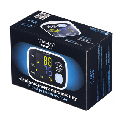 VITAMMY SMART 8 Automatisches Oberarm-Blutdruckmessgerät (Arrhythmieerkennung, Speicher 2× 60)