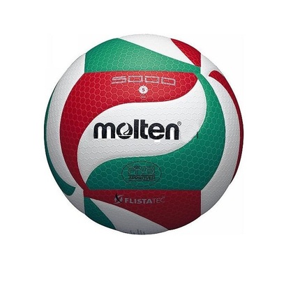 Molten V5M5000 Volleyball-Hallenball, weiß/grün/rot, Größe 5