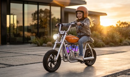 Hyper Gogo Pioneer 12 Plus Kinder-Elektromotorrad mit App und Bluetooth – Orange