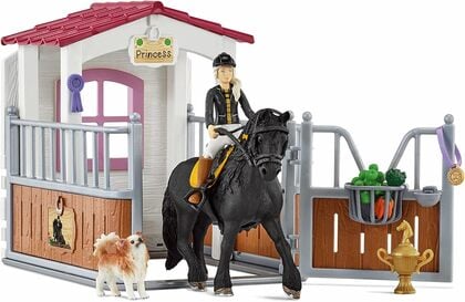 Schleich Malá stajňa s jazdkyňou Tori a kobylou Princess