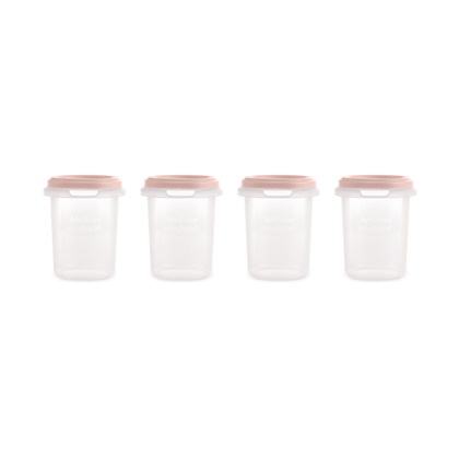 Miniland Dolce Hermeticky uzatvárateľné nádoby na potraviny, 4x250 ml, ružová