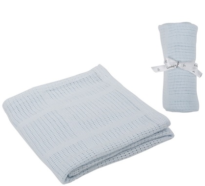 CuddleCo Dětská pletená deka, bambus 90x60 - modrá
