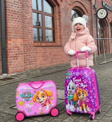 Nickelodeon Detský jazdiaci kufor a odrážadlo Tlapková patrola – Ružový (Malý)