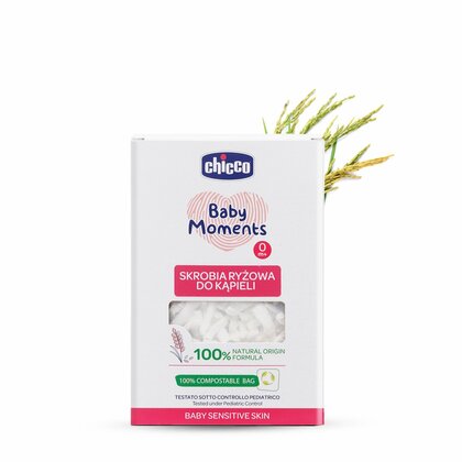 Chicco Baby Moments, Bio rizskeményítő fürdőhöz, 250g, 0m +