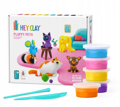 HEY CLAY Fluffy Pets Modelliermasse Set, Haustiere