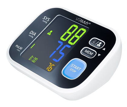 VITAMMY SMART 8 Automatisches Oberarm-Blutdruckmessgerät (Arrhythmieerkennung, Speicher 2× 60)