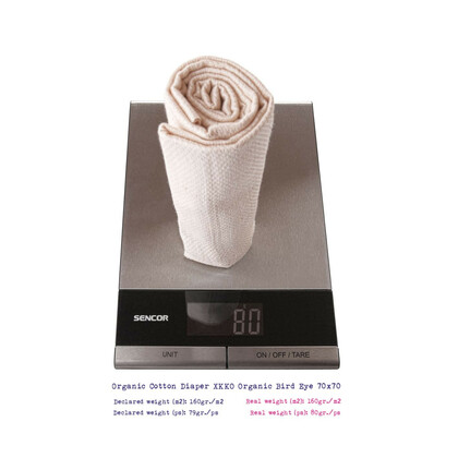 XKKO Organic Bird Eye - Natural, Plienky z biobavlny, 70x70