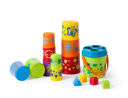 Miniland Kostky, pohárky a kbelíky - různé tvary, 12m-2r