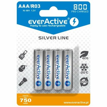 everActive SILVER LINE R03 / AAA, Újratölthető Ni-MH 800 mAh akkumulátor, 4db