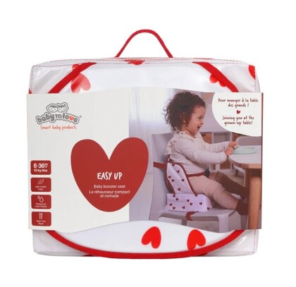 BabyToLove Cestovný podsedák Easy Up – Prenosná jedálenská stolička na cesty - Srdiečka