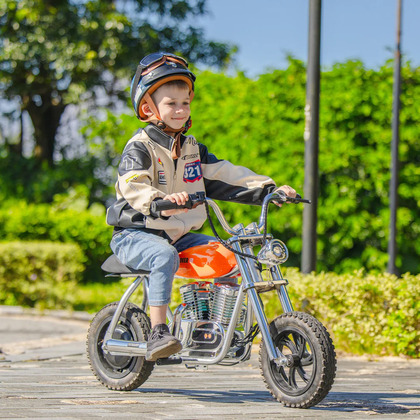 Hyper Gogo Pioneer 12 Plus Kinder-Elektromotorrad mit App und Bluetooth – Orange
