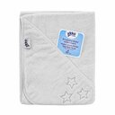 XKKO Organic BIO Cotton frottír törölköző kapucnival, 90x90 - White Stars