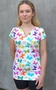 Primastyle Damen-Medizin-T-Shirt mit kurzen Ärmeln NINA, bunter Schmetterling, Gr. M
