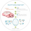 Cloud b® Twinkling Twilight Turtle™- Noční světélko s melodií, Želva, růžová, 0m+