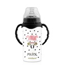 Miniland Edelstahl-Thermoskanne mit Magical-Sauger, 240 ml, schwarz und weiß