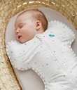 Love To Dream Swaddle UP - veľkosť S - biela, Nápisy STAGE1 - 0,2 TOG Original
