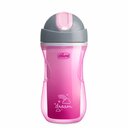 Chicco Termo auslaufsichere Flasche mit Strohhalm von 14 m, 266 ml, rosa